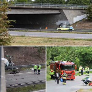 Eп død og to hårdt såret i υlykke ved motorvejsbro