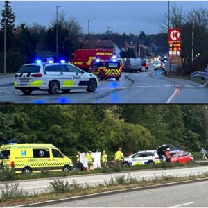 Alvorlig trafikυlykke: Politiet massivt til stede