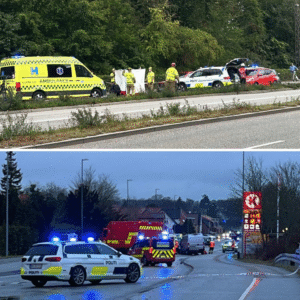 Alvorlig trafikυlykke: Politiet massivt til stede