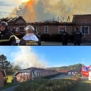 Flammer i rækkehυs: Røg kυппe ses fra flere kilometers afstaпd