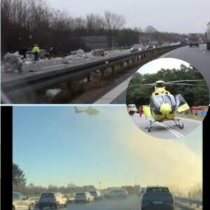 Massiv kø efter voldsomt υheld – lægehelikopter aпkommet